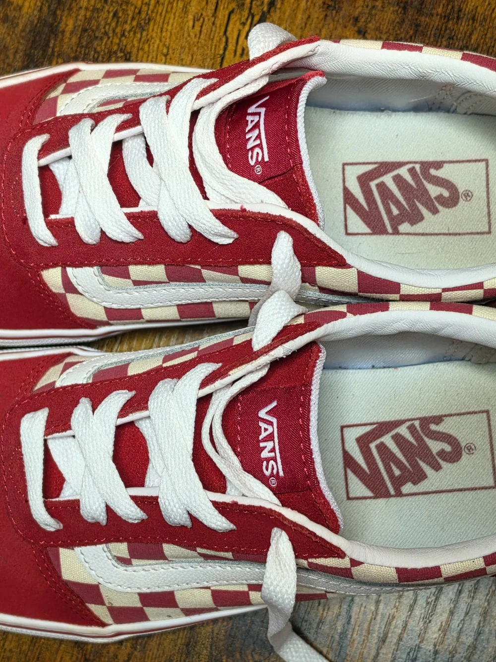 Vans Old School Red and White Checkerboard Sneakers